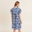 Robe évasée col tunisien bleu femme