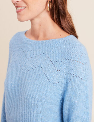Pull confectionn&eacute; en France bleu ciel femme