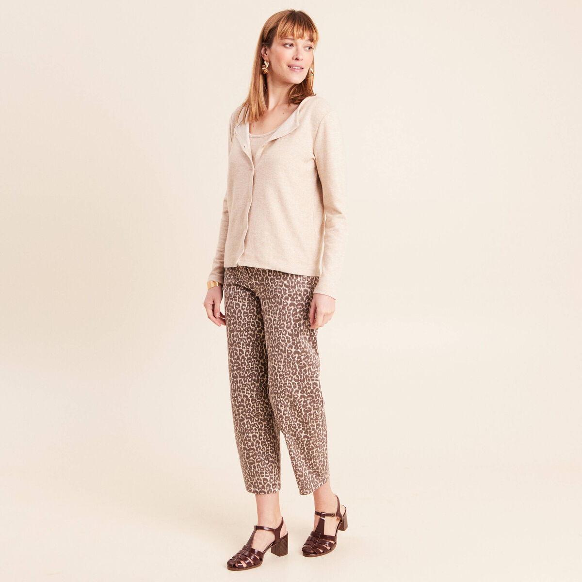 Pantalon magique Le L&eacute;ger coupe barrel beige femme