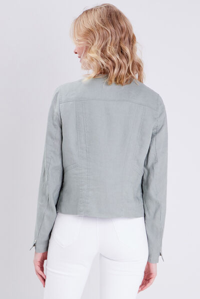 Veste droite zippée vert clair femme