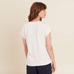 T-shirt col V manches courtes ecru femme