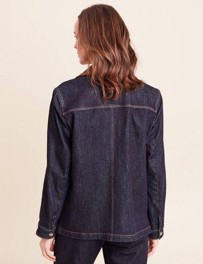 Veste droite &agrave; manches longues denim brut femme