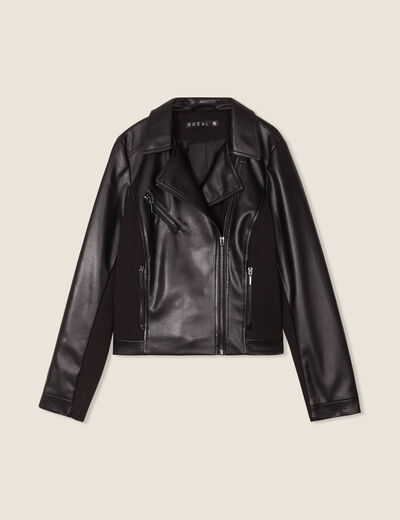 Veste cintrée simili cuir noir femme