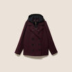 Caban doubl&eacute; avec capuche bordeaux femme