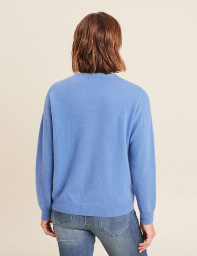 Pull en cachemire col v bleu violet femme