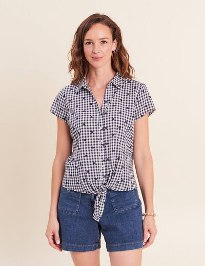 Chemise nou&eacute;e bleu femme