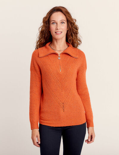 Pull manches longues orange femme