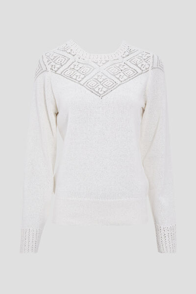 Pull col rond ivoire femme