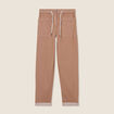 Pantalon coupe droite à coulisse taupe femme