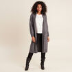Gilet long manches longues gris foncé femme