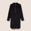 Robe droite courte velours col chemise noir femme
