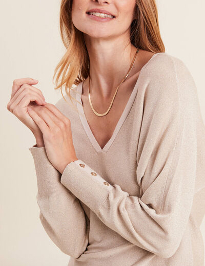 Pull manches longues couleur or femme