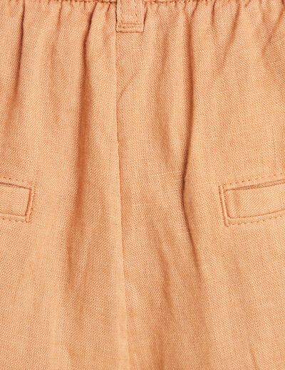 Pantalon coupe large fluide taille haute beige femme