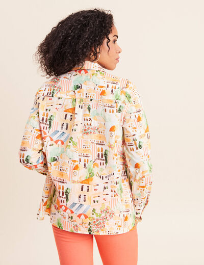 Chemise col am&eacute;ricain manches longues multicolore femme