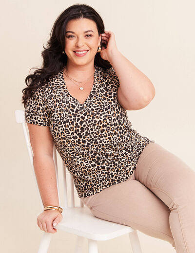 T-shirt manches courtes beige femme
