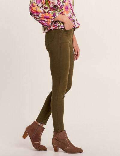 Pantalon léger taille standard 7/8ème vert kaki femme