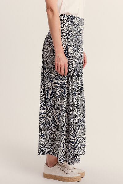 Jupe longue évasée bleu marine femme