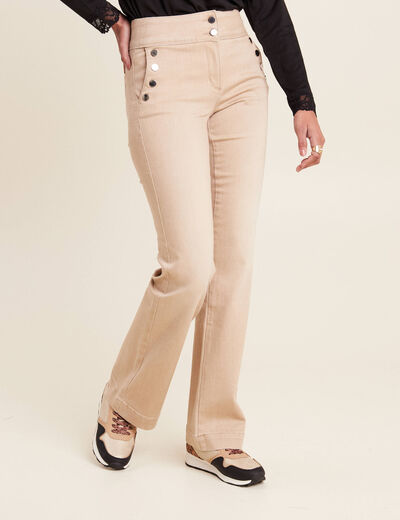 Jean bootcut taille haute sable femme