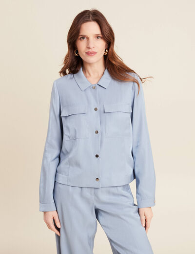 Veste boutonnée bleu clair femme