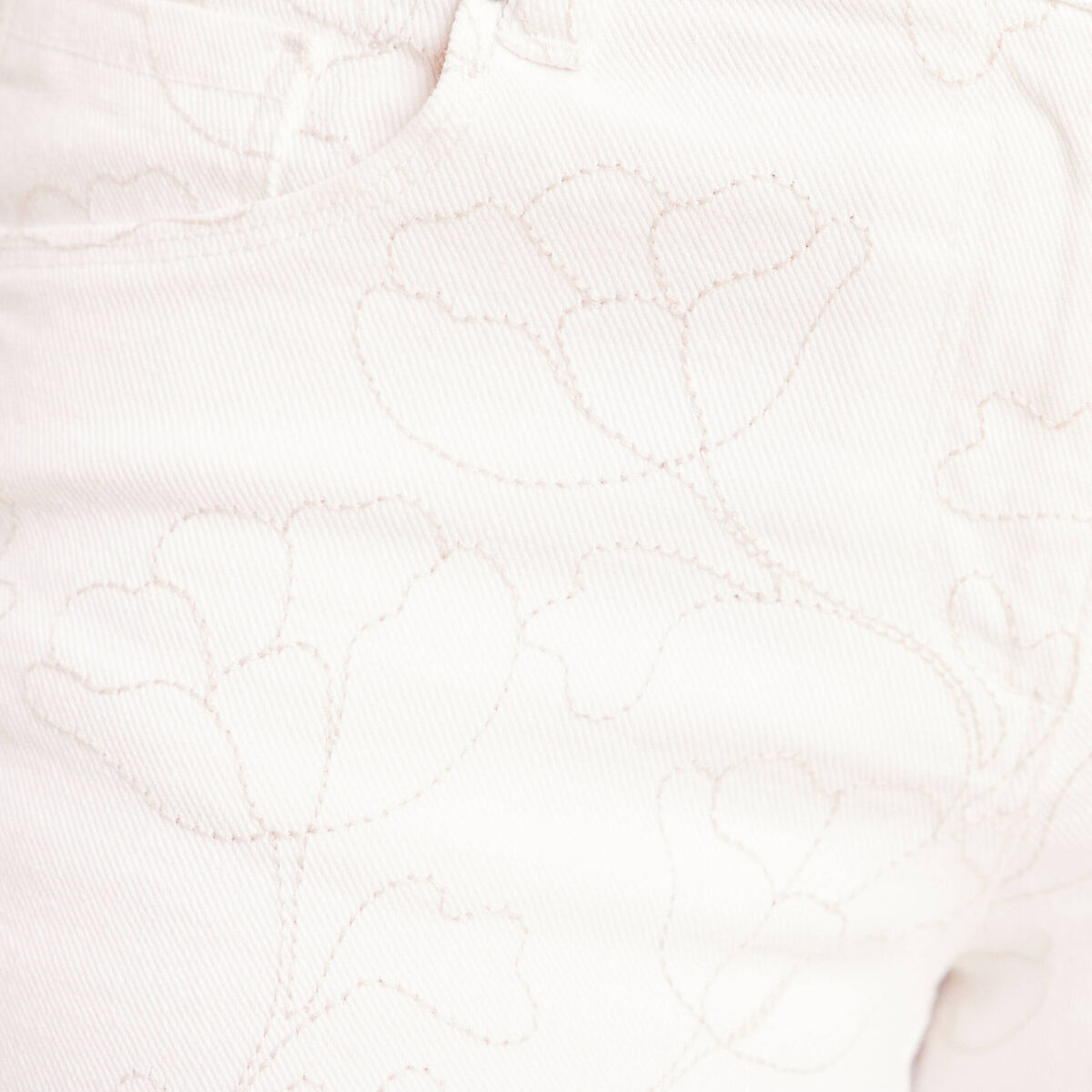 Jean coupe droite 7/8&egrave;me taille bascul&eacute;e blanc femme