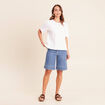 T-shirt col rond manches courtes sequins blanc femme
