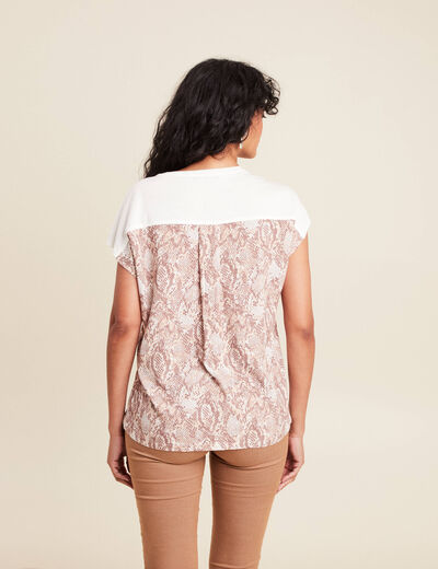 t-shirt col rond manches courtes ecru femme