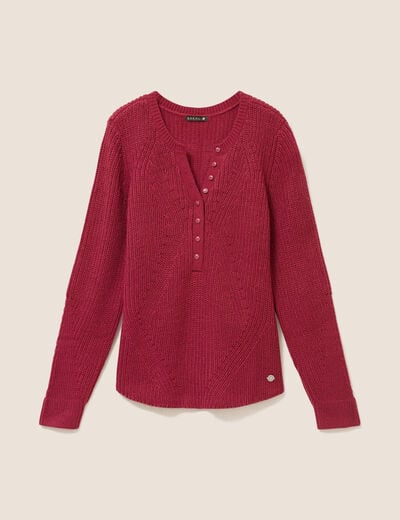 Pull manches longues rouge fonc&eacute; femme