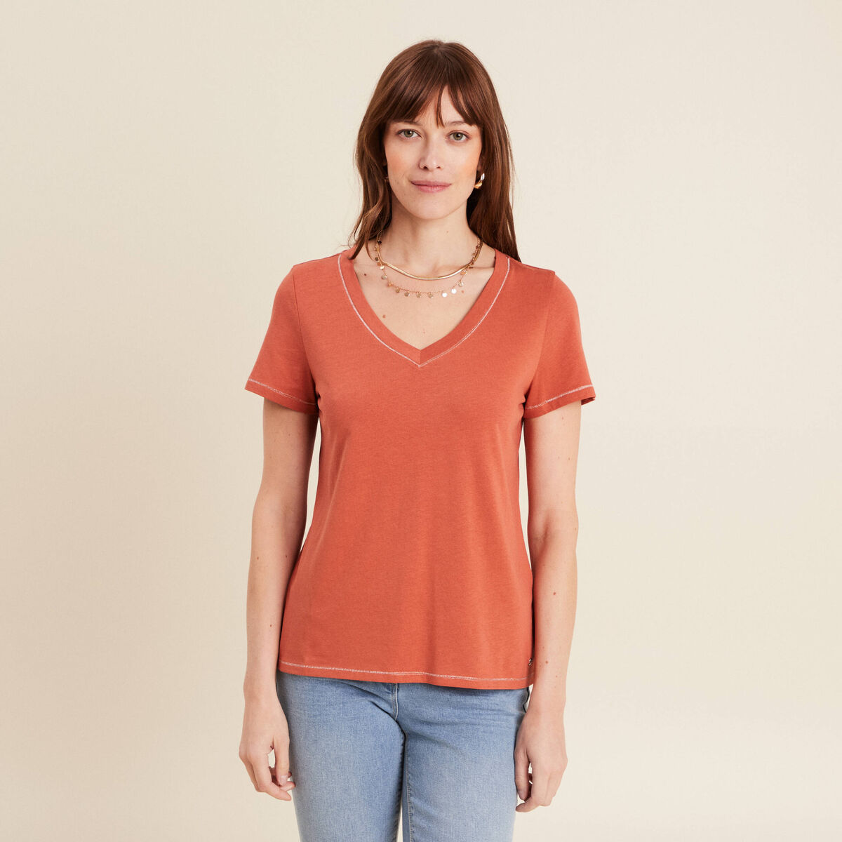 T-shirt manches courtes vieux rose femme