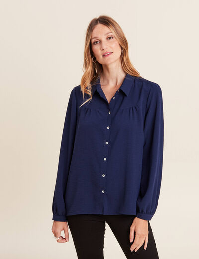 Chemise manches longues bleu marine femme