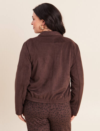 Veste doubl&eacute;e marron fonc&eacute; femme