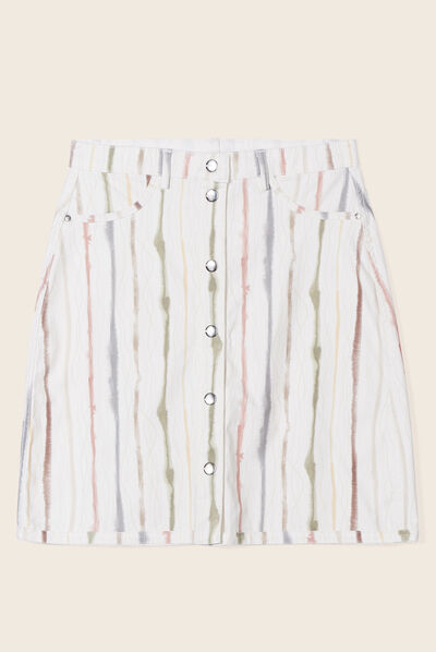 Jupe droite réversible blanc femme