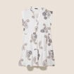 Robe courte &eacute;vas&eacute;e col tunisien brod&eacute;e bleu femme