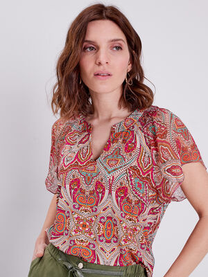 T shirt manches courtes multicolore femme