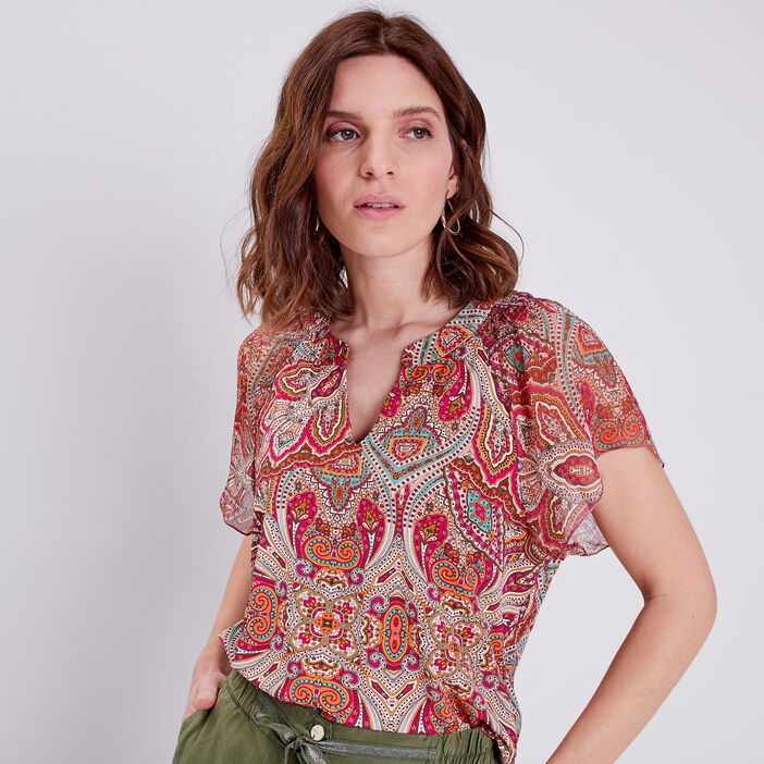 T-shirt manches courtes multicolore femme