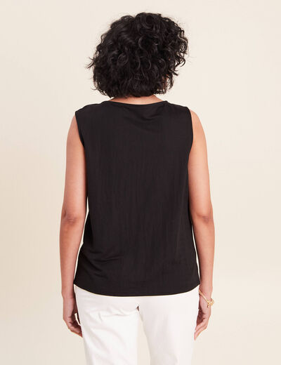 T-shirt col b&eacute;nitier noir femme