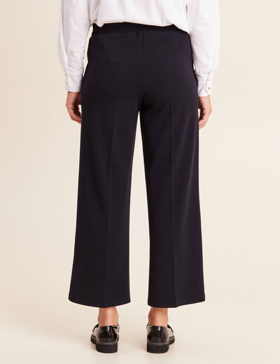 Pantalon palazzo femme large à plis bleu nuit