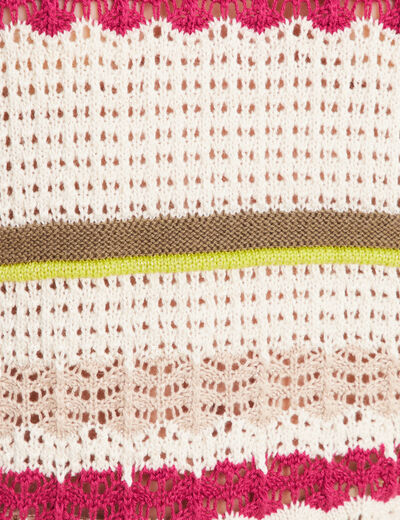 Pull dentelle col bateau multicolore femme