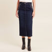 Jupe longue droite en jean denim brut femme