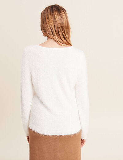 Pull manches longues ecru femme