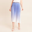 Jupe midi patineuse pliss&eacute;e bleu femme