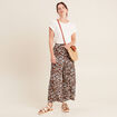 Pantalon flou large 7/8ème marron femme
