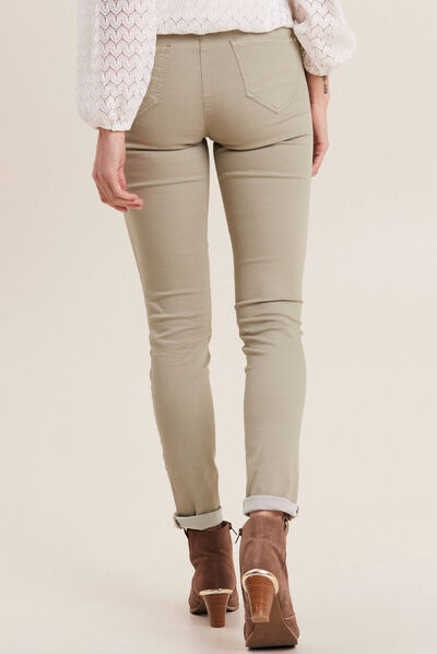 Pantalon léger taille haute long vert clair femme
