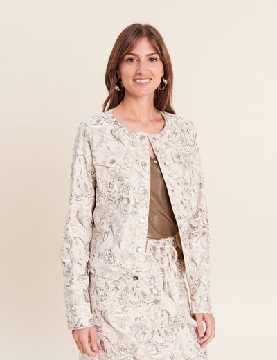 Veste cintr&eacute;e r&eacute;versible manches longues blanc femme