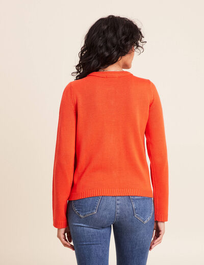 Gilet droit long &agrave; manches longues orange fonc&eacute; femme