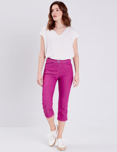 Pantacourt magique Le L&eacute;ger coupe droite mauve femme