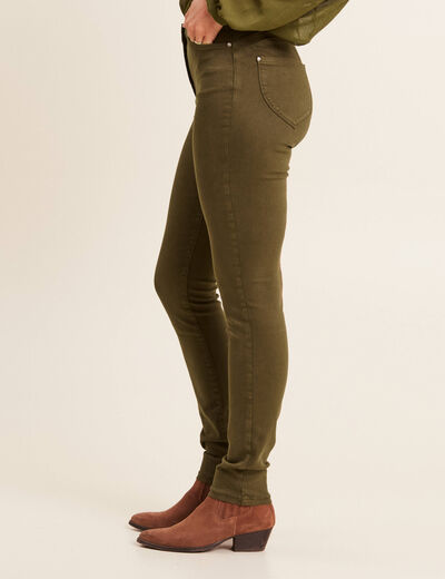 Jean magique L'Unique coupe ajust&eacute;e vert kaki femme