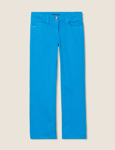 Jean droit taille basse 7/8ème bleu femme