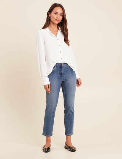 Chemise fluide manches longues ecru femme