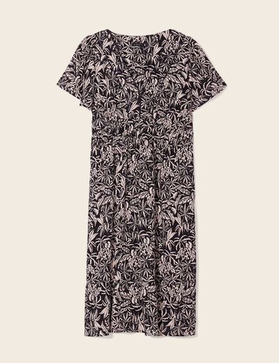 Robe évasée manches courtes noir femme