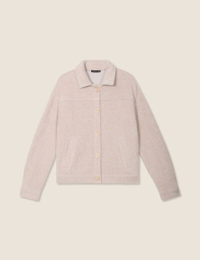 Veste droite manches longues beige femme
